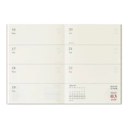 TRAVELER'S NOTEBOOK Agenda 2026 Hebdomadaire (Passeport) - TRAVELER'S COMPANY - millenotes