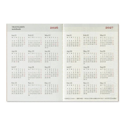 TRAVELER'S NOTEBOOK Agenda 2026 Hebdomadaire (Passeport) - TRAVELER'S COMPANY - millenotes