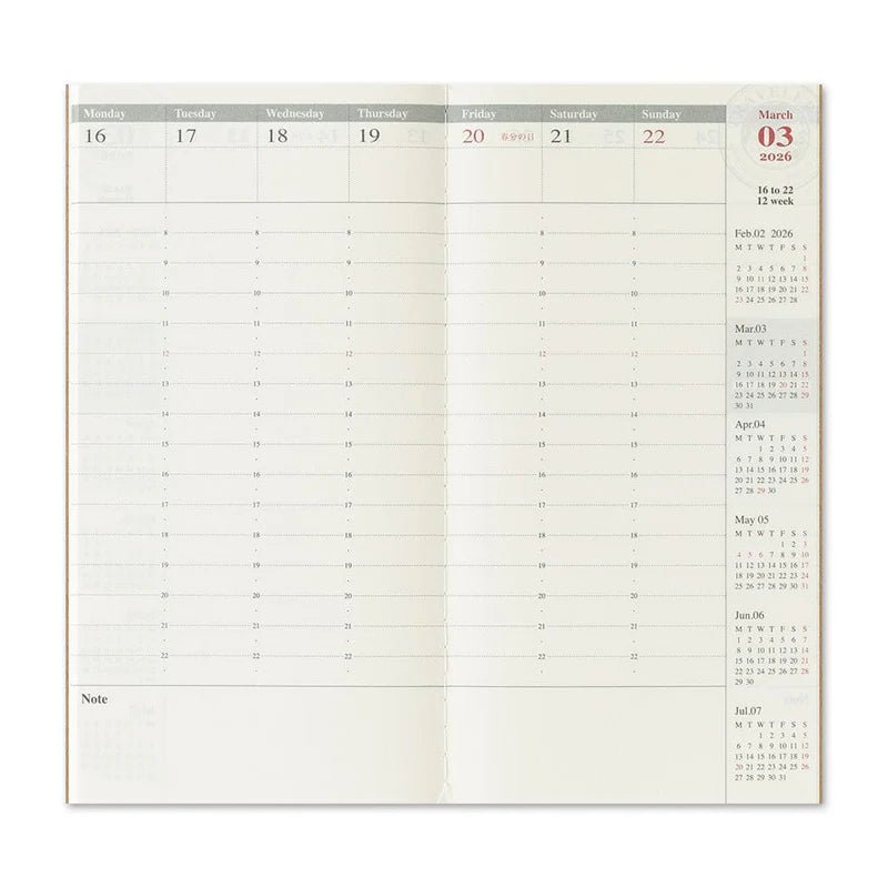 TRAVELER'S NOTEBOOK Agenda 2026 Hebdomadaire Vertical (Regular) - TRAVELER'S COMPANY - millenotes