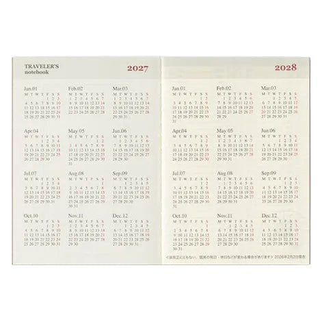 TRAVELER'S NOTEBOOK Agenda 2027 Hebdomadaire (Passeport) - TRAVELER'S COMPANY - millenotes