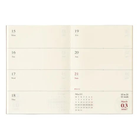 TRAVELER'S NOTEBOOK Agenda 2027 Hebdomadaire (Passeport) - TRAVELER'S COMPANY - millenotes