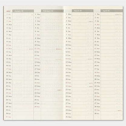 TRAVELER'S NOTEBOOK Agenda 2027 Hebdomadaire Vertical (Regular) - TRAVELER'S COMPANY - millenotes