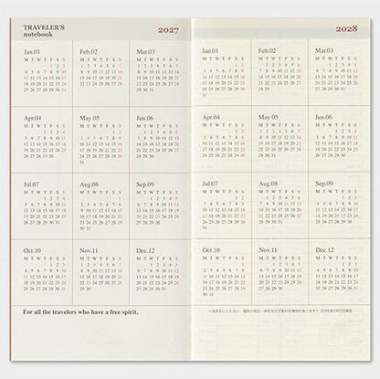 TRAVELER'S NOTEBOOK Agenda 2027 Hebdomadaire Vertical (Regular) - TRAVELER'S COMPANY - millenotes