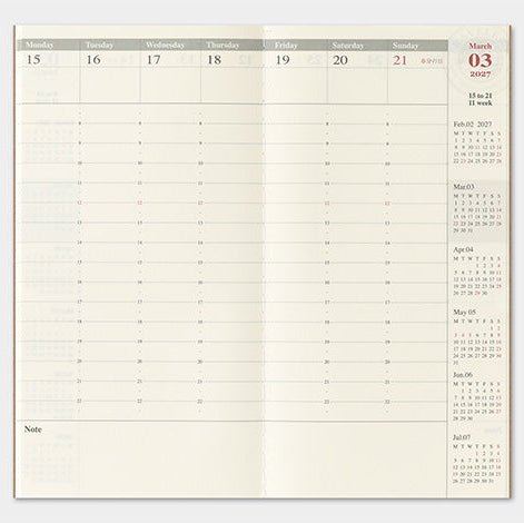 TRAVELER'S NOTEBOOK Agenda 2027 Hebdomadaire Vertical (Regular) - TRAVELER'S COMPANY - millenotes