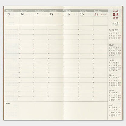 TRAVELER'S NOTEBOOK Agenda 2027 Hebdomadaire Vertical (Regular) - TRAVELER'S COMPANY - millenotes