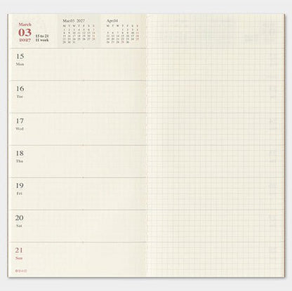 TRAVELER'S NOTEBOOK Agenda 2027 Hebdomadaire+Memo (Regular) - TRAVELER'S COMPANY - millenotes