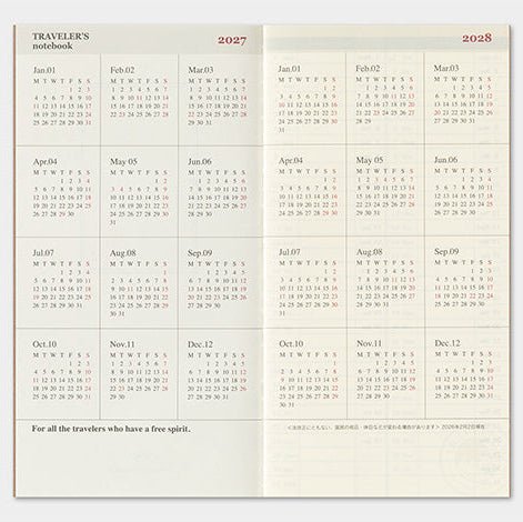 TRAVELER'S NOTEBOOK Agenda 2027 Hebdomadaire+Memo (Regular) - TRAVELER'S COMPANY - millenotes