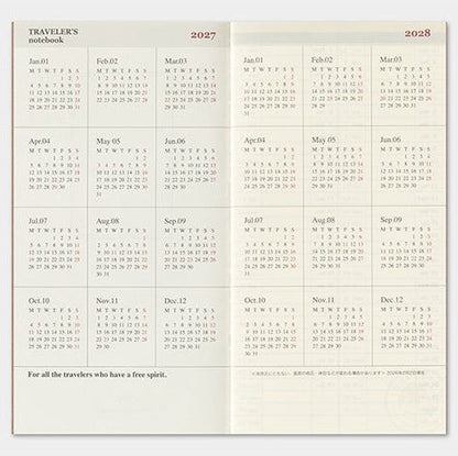 TRAVELER'S NOTEBOOK Agenda 2027 Hebdomadaire+Memo (Regular) - TRAVELER'S COMPANY - millenotes