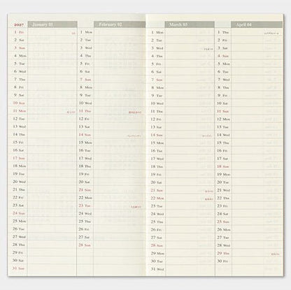 TRAVELER'S NOTEBOOK Agenda 2027 Hebdomadaire+Memo (Regular) - TRAVELER'S COMPANY - millenotes