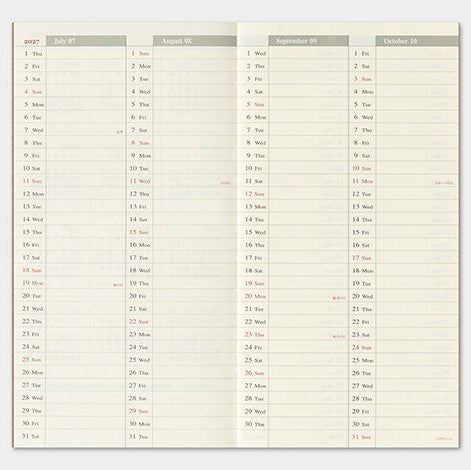 TRAVELER'S NOTEBOOK Agenda 2027 Hebdomadaire+Memo (Regular) - TRAVELER'S COMPANY - millenotes