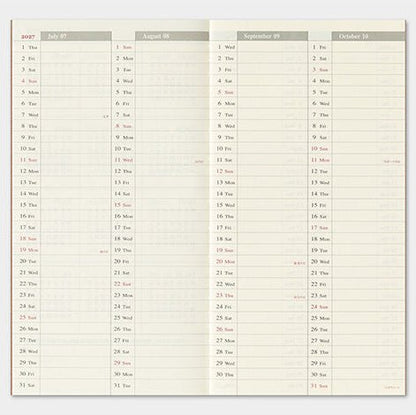 TRAVELER'S NOTEBOOK Agenda 2027 Hebdomadaire+Memo (Regular) - TRAVELER'S COMPANY - millenotes