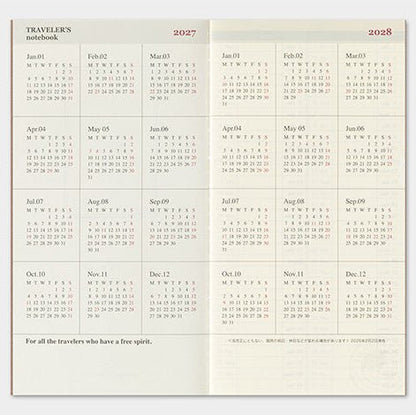 TRAVELER'S NOTEBOOK Agenda 2027 Hebdomadaire+Memo (Regular) - TRAVELER'S COMPANY - millenotes