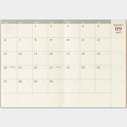 TRAVELER'S NOTEBOOK Agenda 2027 Mensuel (Passeport) - TRAVELER'S COMPANY - millenotes