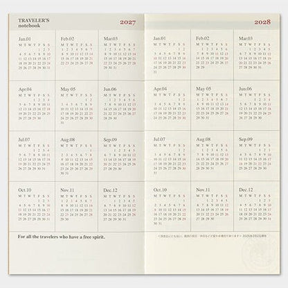 TRAVELER'S NOTEBOOK Agenda 2027 Mensuel (Regular) - TRAVELER'S COMPANY - millenotes
