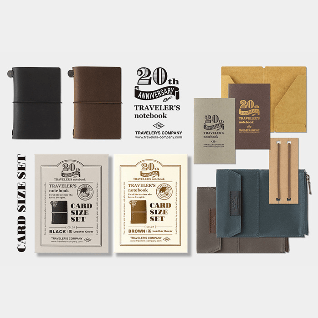 TRAVELER’S Notebook Card Size 20th Anniversary Set | Marron - TRAVELER'S COMPANY - millenotes