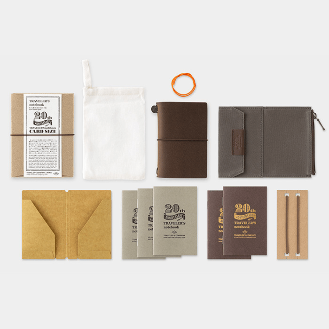 TRAVELER’S Notebook Card Size 20th Anniversary Set | Marron - TRAVELER'S COMPANY - millenotes