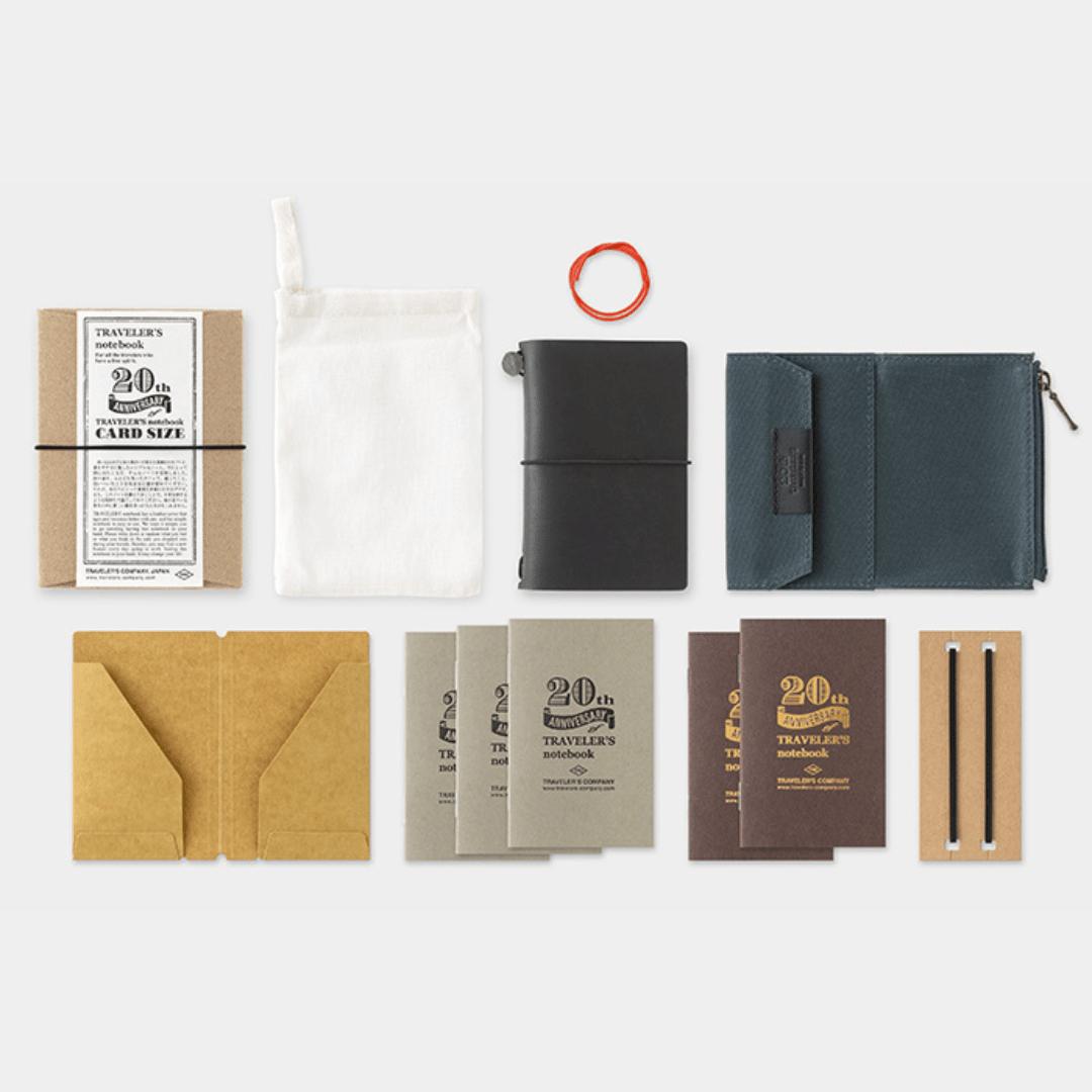 TRAVELER’S Notebook Card Size 20th Anniversary Set | Noir - TRAVELER'S COMPANY - millenotes