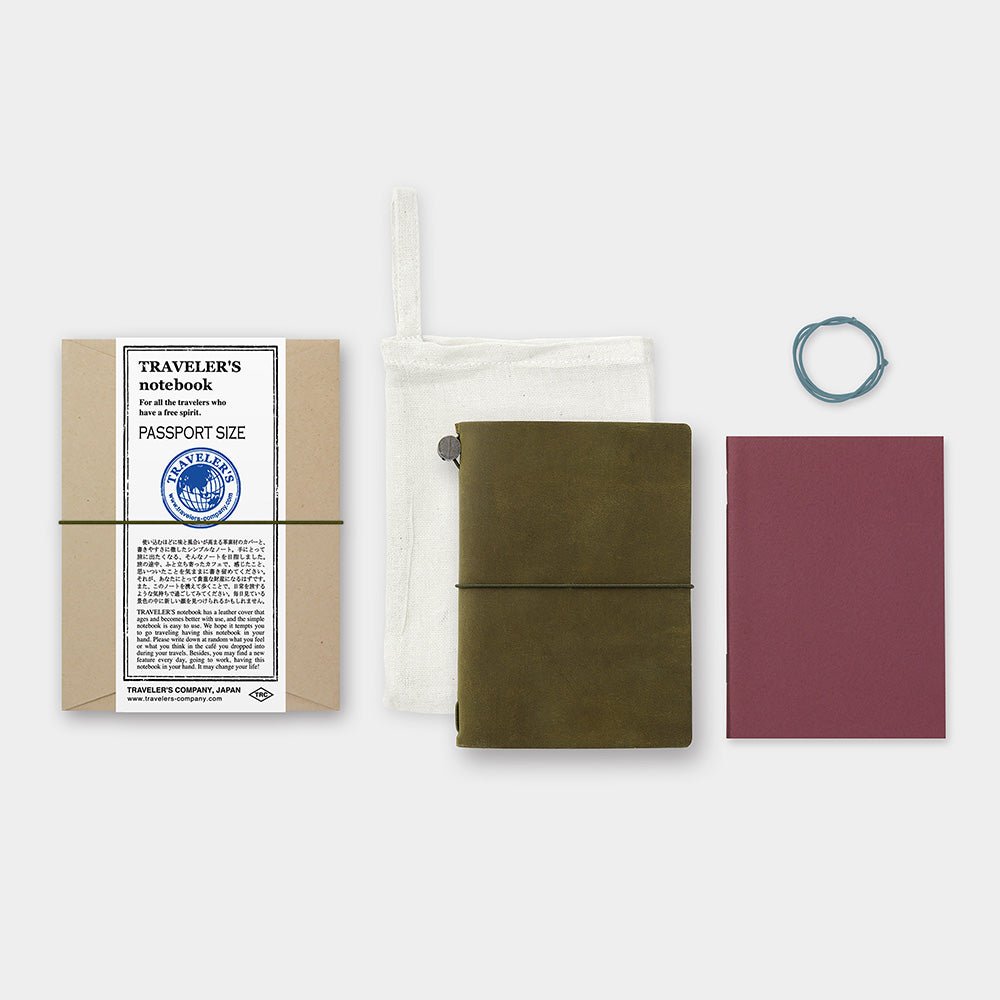 TRAVELER'S NOTEBOOK STARTER KIT Olive (Passeport) - TRAVELER'S COMPANY - millenotes