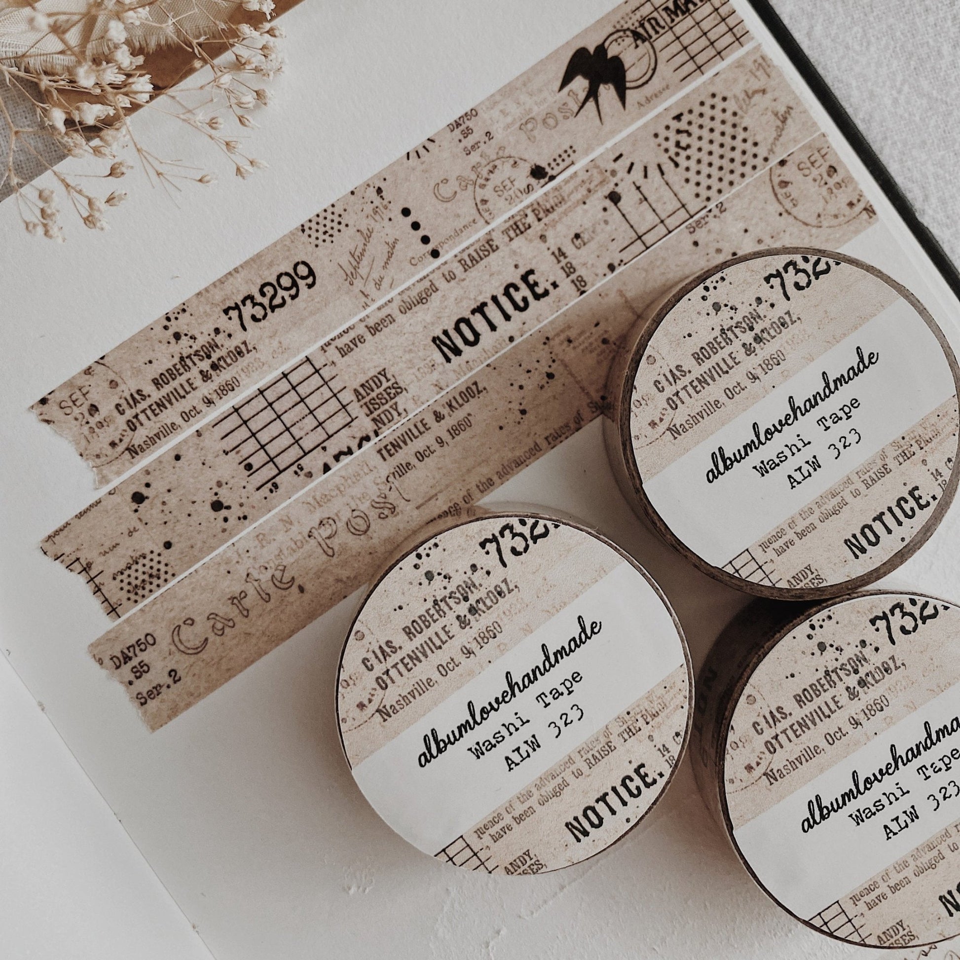 Washi masking tape | Beige Ephemera - AlbumHandMadeLove - millenotes