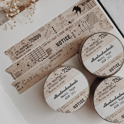 Washi masking tape | Beige Ephemera - AlbumHandMadeLove - millenotes