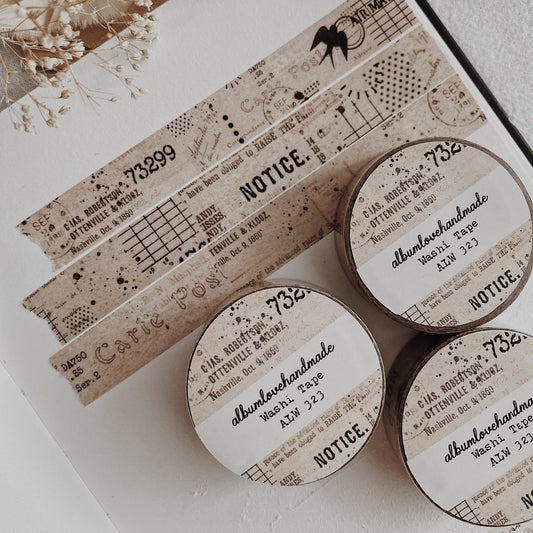 Washi masking tape | Beige Ephemera - AlbumHandMadeLove - millenotes