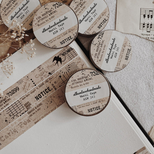 Washi masking tape | Beige Ephemera - AlbumHandMadeLove - millenotes
