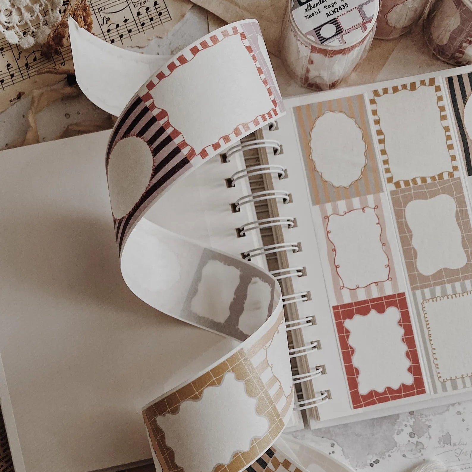 Washi masking tape | Cadres - AlbumHandMadeLove - 5 m - rouleau complet - millenotes