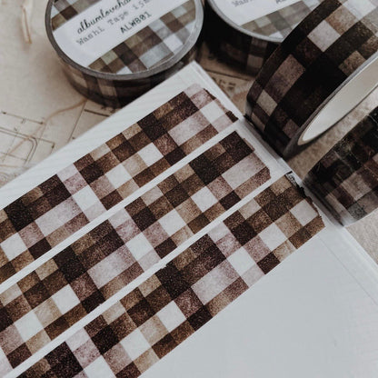 Washi masking tape | Carreaux Marron - albumlovehandmade - millenotes