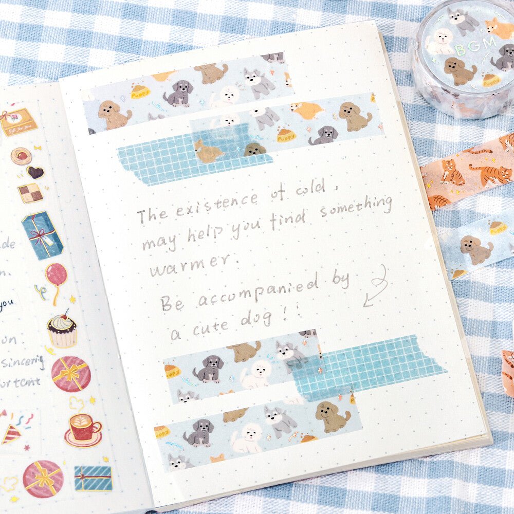 Washi Masking Tape Japonais BGM | Chiens - BGM - millenotes