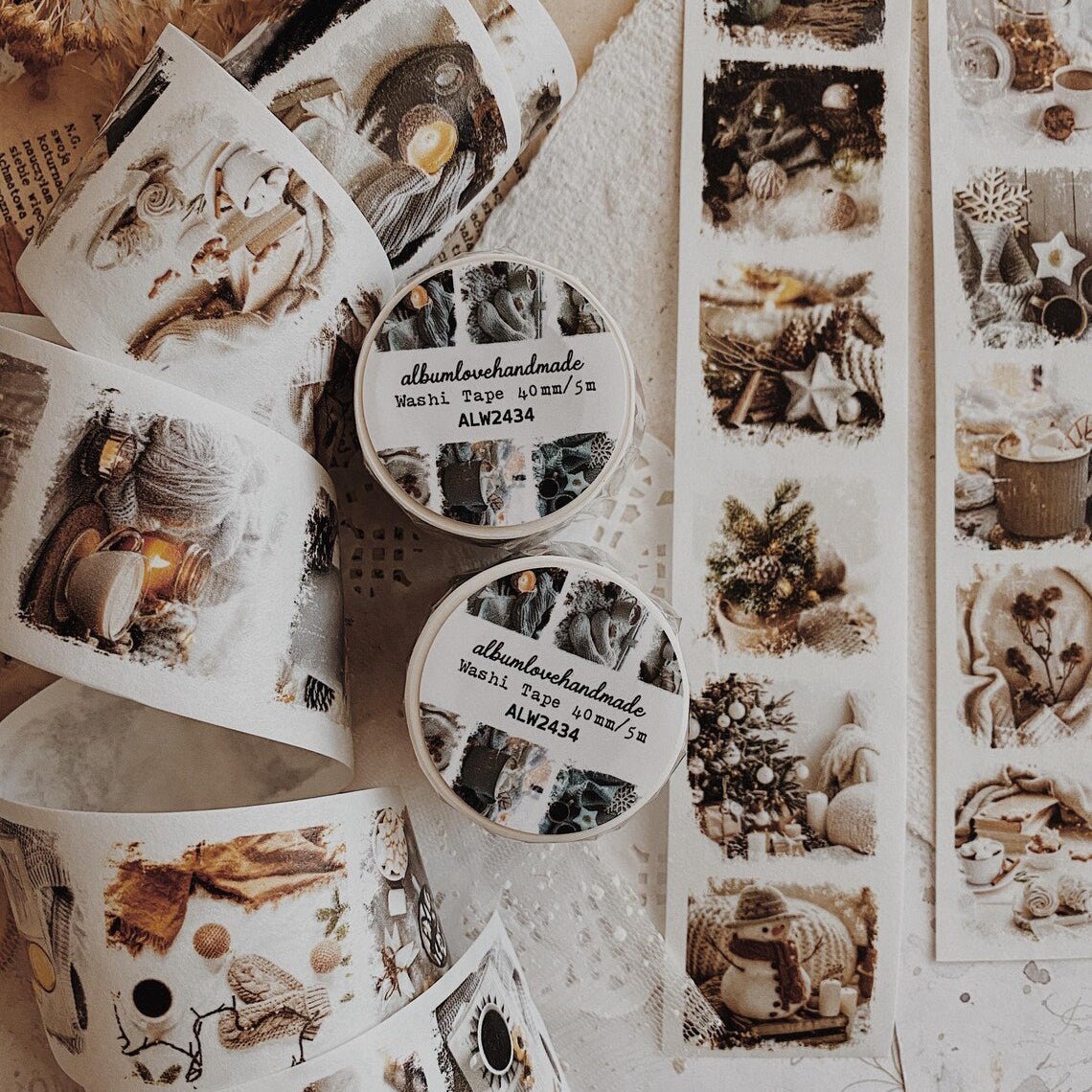 Washi masking tape | Photos carrées d’hiver - AlbumHandMadeLove - 5 m - rouleau complet - millenotes