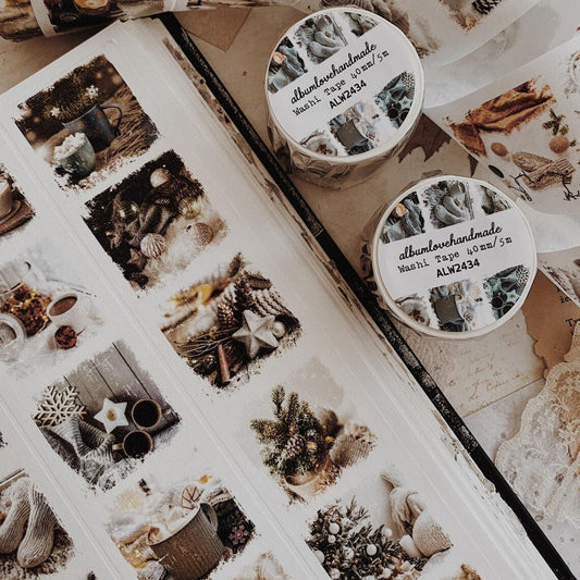 Washi masking tape | Photos carrées d’hiver - AlbumHandMadeLove - 5 m - rouleau complet - millenotes