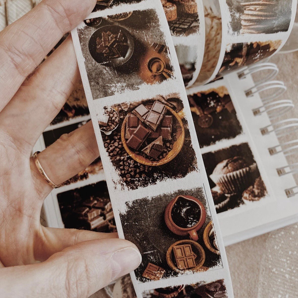 Washi masking tape | Photos carrées Douceur Chocolat - albumlovehandmade - 5 m - rouleau complet - millenotes