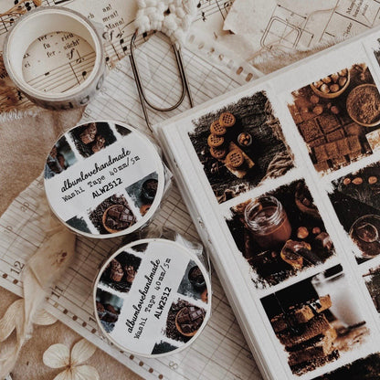 Washi masking tape | Photos carrées Douceur Chocolat - albumlovehandmade - 5 m - rouleau complet - millenotes