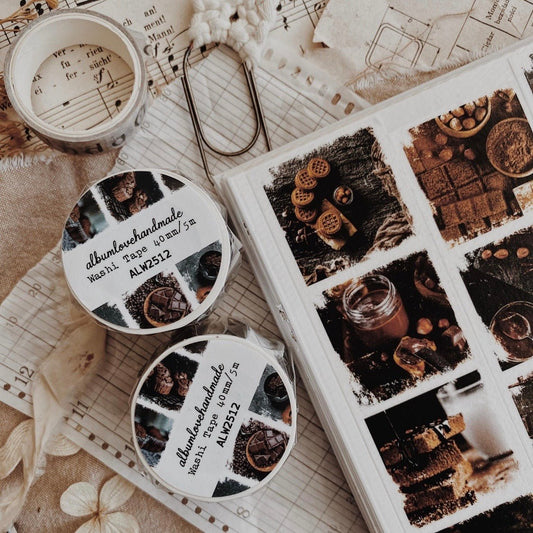 Washi masking tape | Photos carrées Douceur Chocolat - albumlovehandmade - 5 m - rouleau complet - millenotes