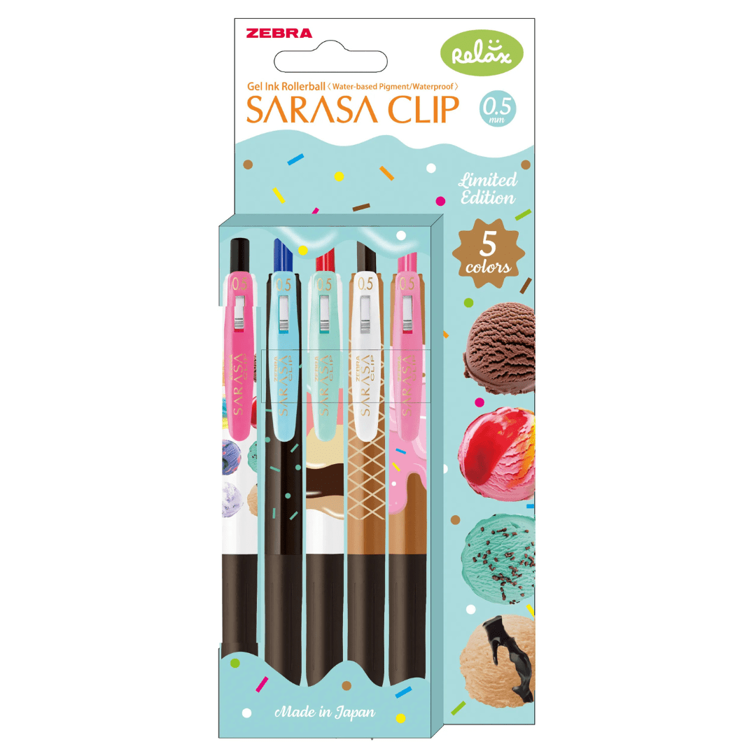 ZEBRA SARASA Set de 5 Stylos gel | Ice cream - ZEBRA - millenotes