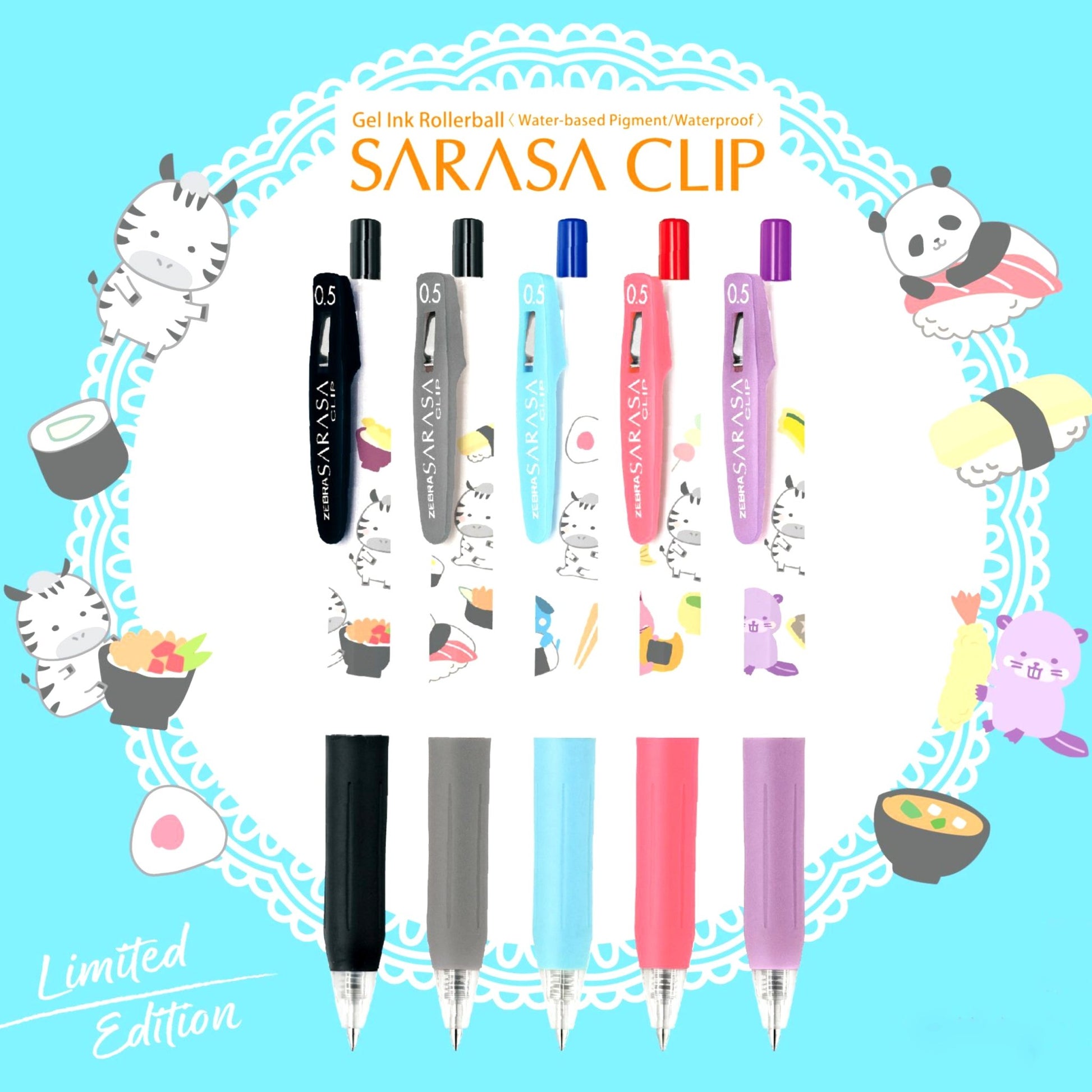 ZEBRA SARASA Set de 5 Stylos gel | Kawaii Animals - ZEBRA - millenotes