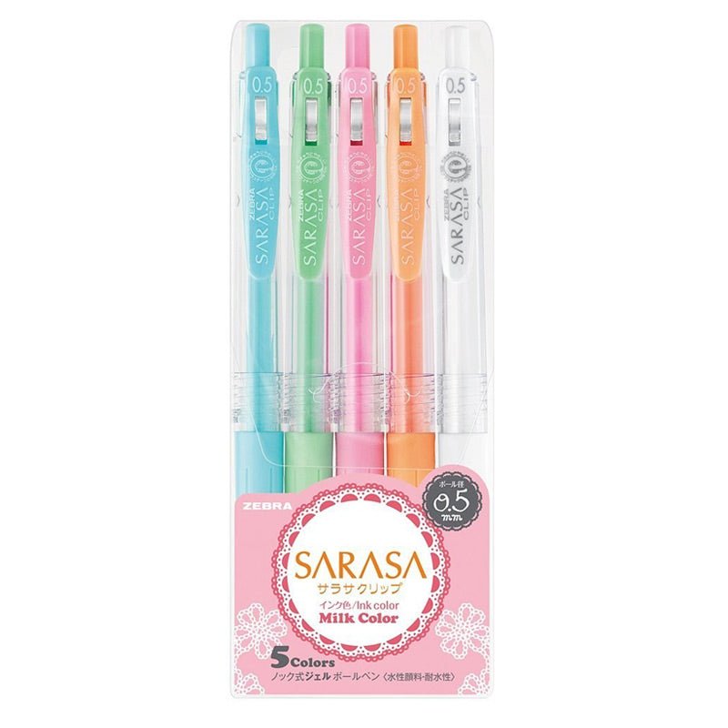 ZEBRA SARASA Set de 5 Stylos gel | Milk Color - ZEBRA - millenotes