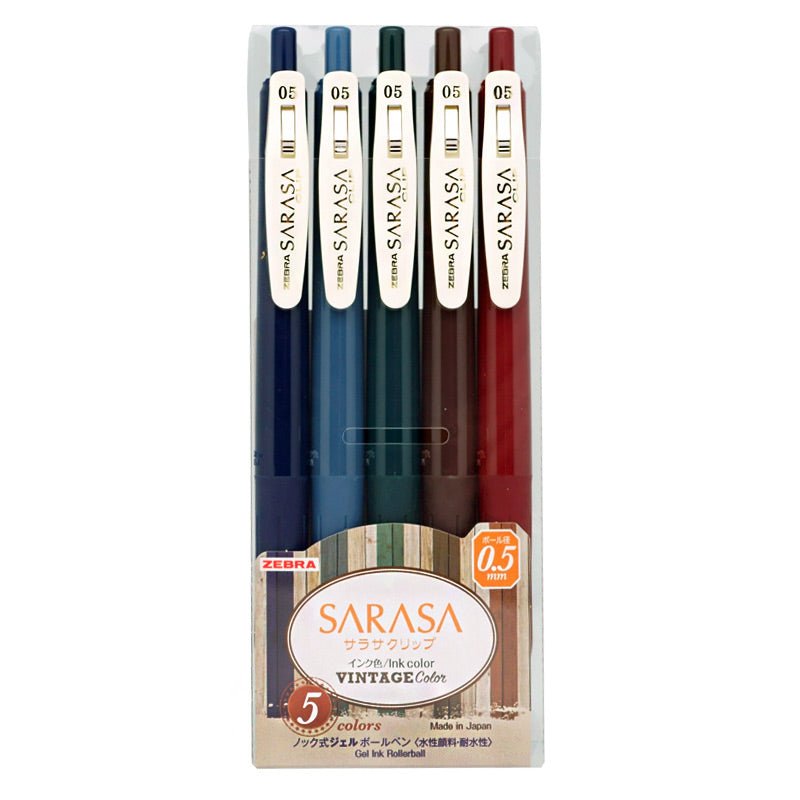 ZEBRA SARASA Set de 5 Stylos gel | Set Vintage A - ZEBRA - millenotes
