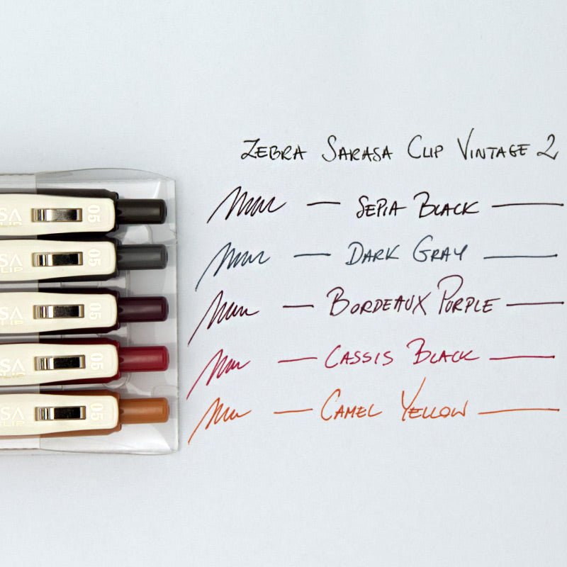 ZEBRA SARASA Set de 5 Stylos gel | Set Vintage B - ZEBRA - millenotes
