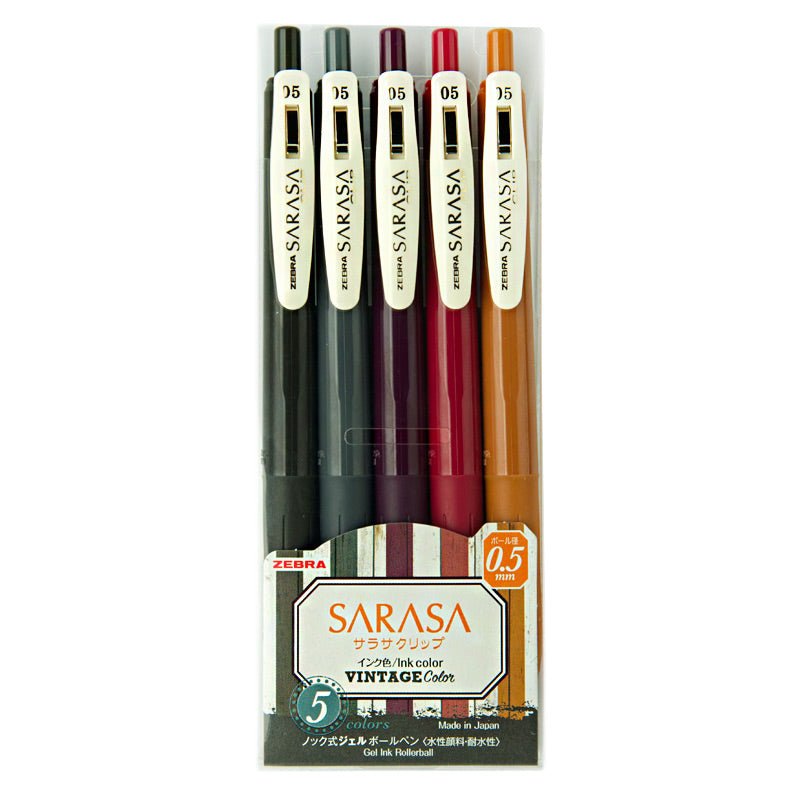 ZEBRA SARASA Set de 5 Stylos gel | Set Vintage B - ZEBRA - millenotes