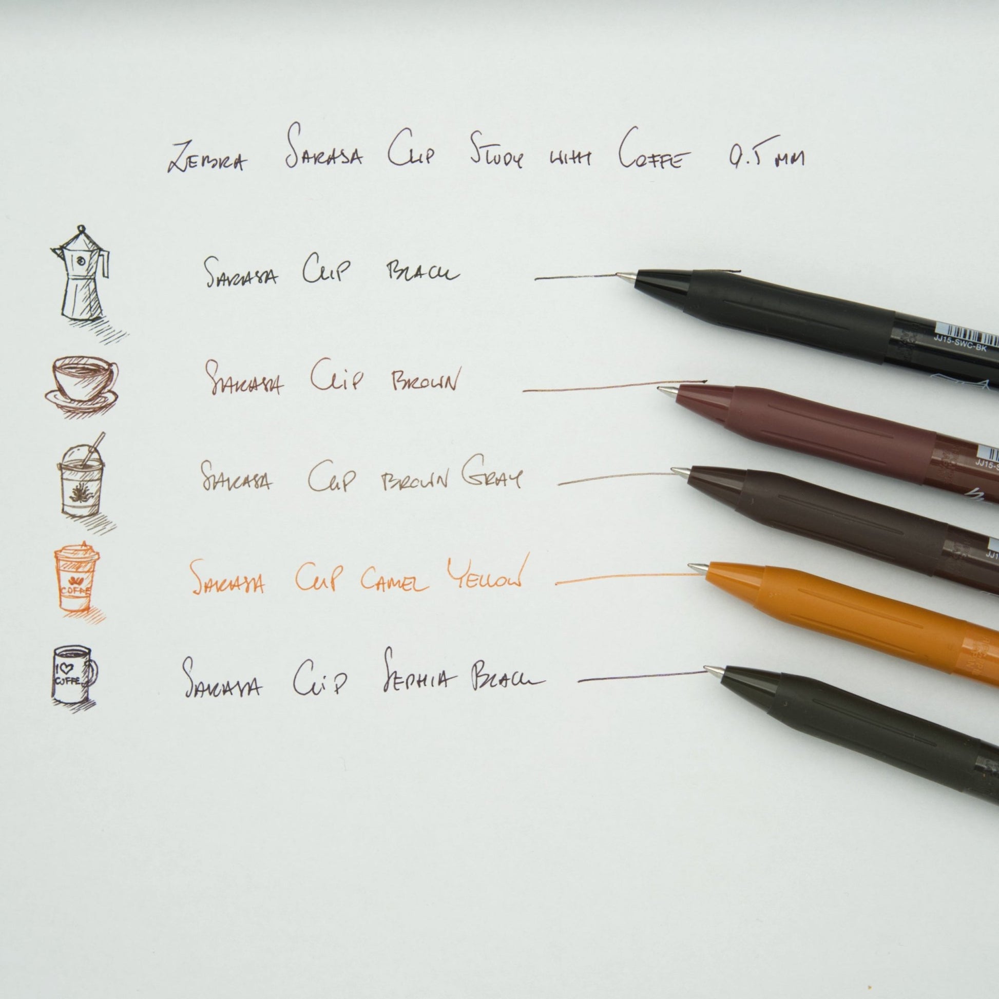 ZEBRA SARASA Set de 5 Stylos gel | Study with Coffee - ZEBRA - millenotes