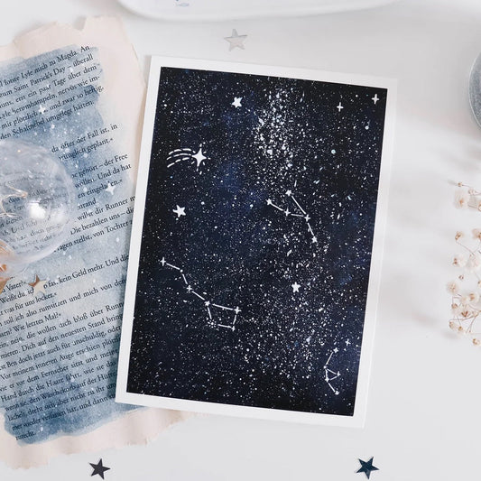 Carte Postale | Ciel de galaxie aquarelle - Milkteadani - millenotes