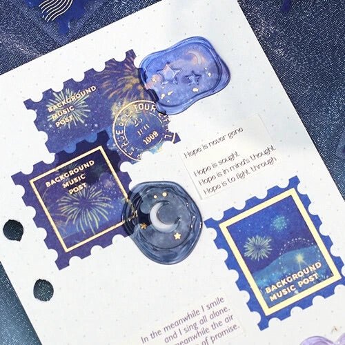 Deco Stickers Japonais Papier Washi BGM Timbres Nuit Bleue - BGM - millenotes