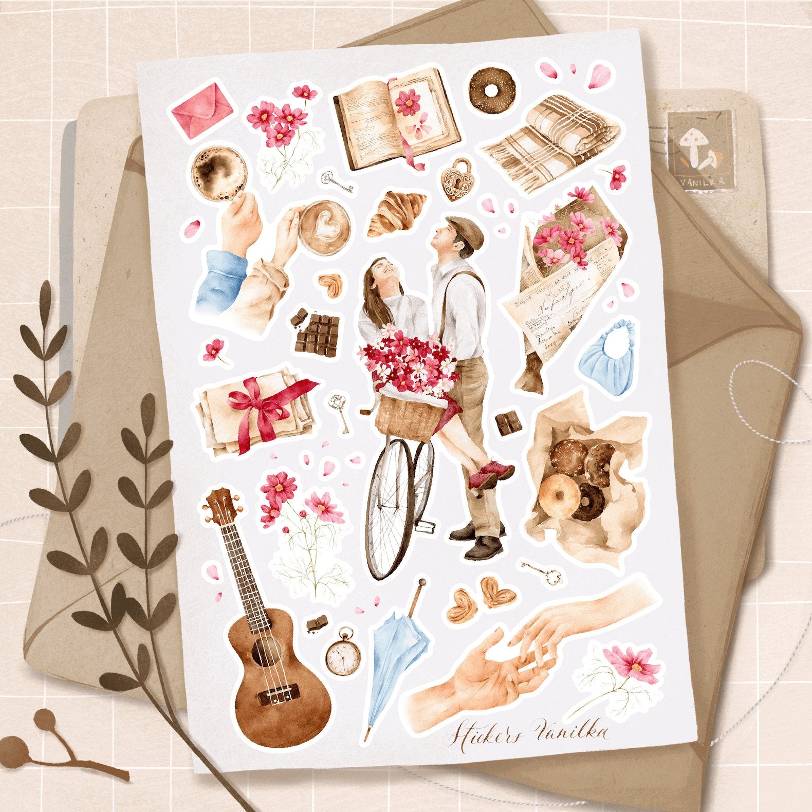 Love story - Histoire d'amour - Decorative Stickers - Vanilka Stickers - millenotes