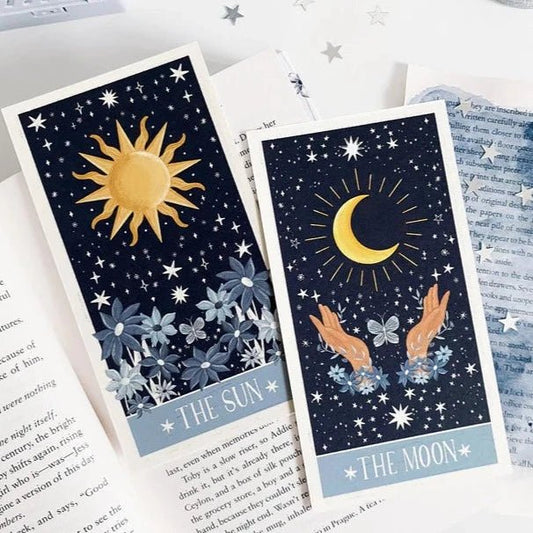 Marque-pages | Cartes tarot Lune et Soleil - Milkteadani - millenotes