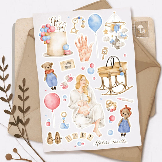 New baby - Decorative Stickers - Vanilka Stickers - millenotes - nouveau bébé