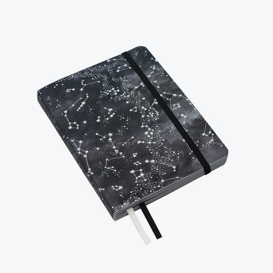 Nuit étoilée - Carnet papier noir et blanc 120g (A5) - Devangari-art - millenotes