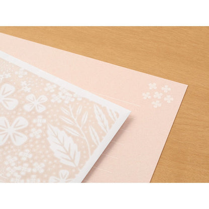 Papier à lettre et enveloppes en filigrane | Rose - Midori - millenotes