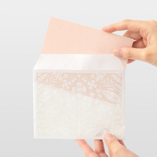 Papier à lettre et enveloppes en filigrane | Rose - Midori - millenotes