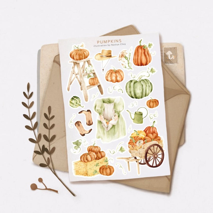 Pumpkins - Decorative Stickers - Vanilka Stickers - millenotes - citrouilles